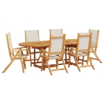 Set Pranzo da Giardino 7pz Legno Massello di Acacia e Textilene