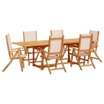 Set Pranzo da Giardino 7pz Legno Massello di Acacia e Textilene