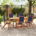 Set Pranzo da Giardino 7pz Legno Massello di Acacia e Textilene