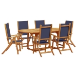 Set Pranzo da Giardino 7pz Legno Massello di Acacia e Textilene