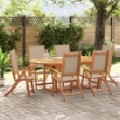 Set Pranzo da Giardino 7pz Legno Massello di Acacia e Textilene