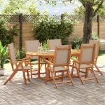 Set Pranzo da Giardino 7pz Legno Massello di Acacia e Textilene