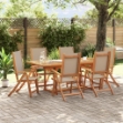 Set Pranzo da Giardino 7pz Legno Massello di Acacia e Textilene