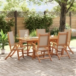 Set Pranzo da Giardino 7pz Legno Massello di Acacia e Textilene