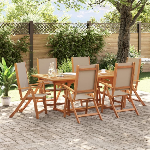 Set Pranzo da Giardino 7pz Legno Massello di Acacia e Textilene