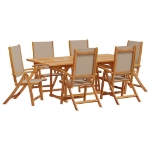 Set Pranzo da Giardino 7pz Legno Massello di Acacia e Textilene