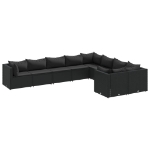 Set Divani da Giardino 9 pz con Cuscini Nero in Polyrattan