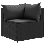 Set Divani da Giardino 9 pz con Cuscini Nero in Polyrattan