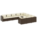 Set Divani da Giardino 10pz con Cuscini in Polyrattan Marrone