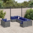 Set Divano da Giardino 9 pz con Cuscini Grigio in Polyrattan