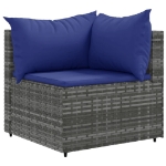 Set Divano da Giardino 9 pz con Cuscini Grigio in Polyrattan
