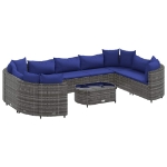 Set Divano da Giardino 10 pz con Cuscini Grigio in Polyrattan