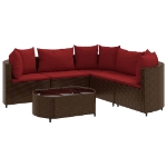 Set Divano da Giardino 6 pz con Cuscini Marrone in Polyrattan