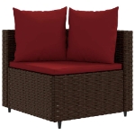 Set Divano da Giardino 6 pz con Cuscini Marrone in Polyrattan