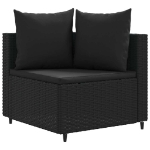 Set Divani da Giardino 10pz con Cuscini in Polyrattan Nero