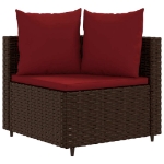 Set Divani da Giardino 10pz con Cuscini in Polyrattan Marrone