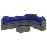Set Divani da Giardino 7 pz con Cuscini Grigio in Polyrattan