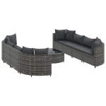 Set Divano da Giardino 9 pz con Cuscini Grigio in Polyrattan