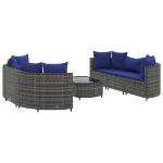 Set Divani da Giardino 7 pz con Cuscini Grigio in Polyrattan