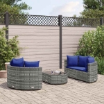 Set Divano da Giardino 5 pz con Cuscini Grigio in Polyrattan