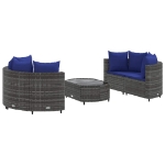 Set Divano da Giardino 5 pz con Cuscini Grigio in Polyrattan