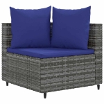 Set Divano da Giardino 5 pz con Cuscini Grigio in Polyrattan