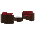 Set Divano da Giardino 5 pz con Cuscini Marrone in Polyrattan