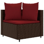 Set Divano da Giardino 5 pz con Cuscini Marrone in Polyrattan