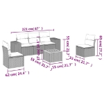 Set Divano da Giardino 6 pz con Cuscini Grigio in Polyrattan