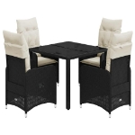 Set Bistrò da Giardino 5 pz con Cuscini in Polyrattan Nero
