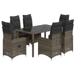 Set Bistrò da Giardino 7 pz con Cuscini in Polyrattan Grigio