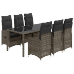 Set Bistrò da Giardino 7 pz con Cuscini in Polyrattan Grigio