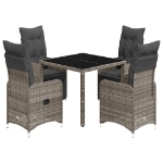 Set Bistrò da Giardino 5 pz con Cuscini in Polyrattan Grigio