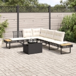 Set Divani da Giardino 2 pz con Cuscini Nero Polyrattan e Vetro