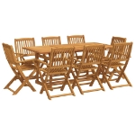 Set da Pranzo da Giardino 9pz 180x90x75cm Legno Massello Acacia