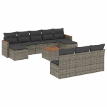 Set Divani da Giardino 11 pz con Cuscini in Polyrattan Grigio