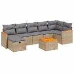 Set Divano da Giardino 8 pz con Cuscini Beige Misto Polyrattan