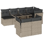 Set Divano da Giardino 8pz con Cuscini Grigio Chiaro Polyrattan