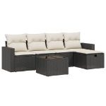 Set Divano da Giardino 6 pz con Cuscini Nero in Polyrattan