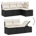 Set Divano da Giardino 6 pz con Cuscini Nero in Polyrattan