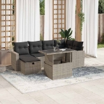 Set Divani da Giardino 7pz con Cuscini Grigio Chiaro Polyrattan