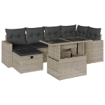 Set Divani da Giardino 7pz con Cuscini Grigio Chiaro Polyrattan