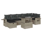 Set Divano da Giardino 8pz con Cuscini Grigio Chiaro Polyrattan