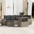 Set Divani da Giardino 7pz con Cuscini Grigio Chiaro Polyrattan