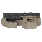 Set Divani da Giardino 7pz con Cuscini Grigio Chiaro Polyrattan