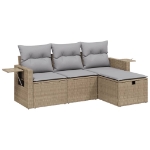 Set Divano da Giardino 4 pz con Cuscini Beige Misto Polyrattan