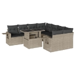 Set Divano da Giardino 9pz con Cuscini Grigio Chiaro Polyrattan