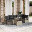 Set Divano da Giardino 8pz con Cuscini Grigio Chiaro Polyrattan