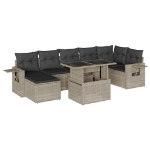 Set Divano da Giardino 8pz con Cuscini Grigio Chiaro Polyrattan