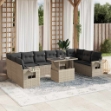 Set Divani da Giardino 11 pz con Cuscini in Polyrattan Grigio